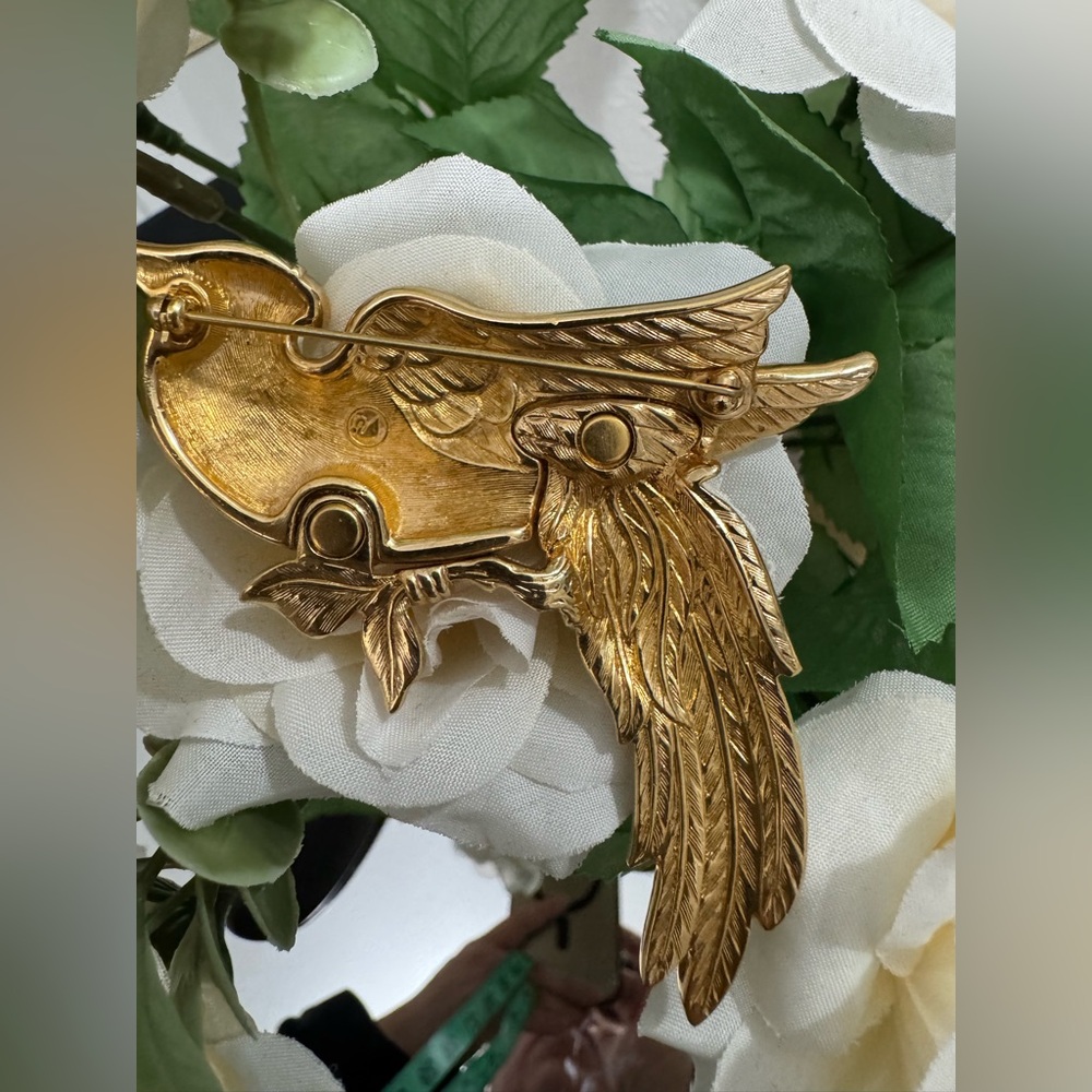 Swarovski Swan Gold Plated Vintage Cockatiel Parrot Brooch and Pin - Picture 5 of 15